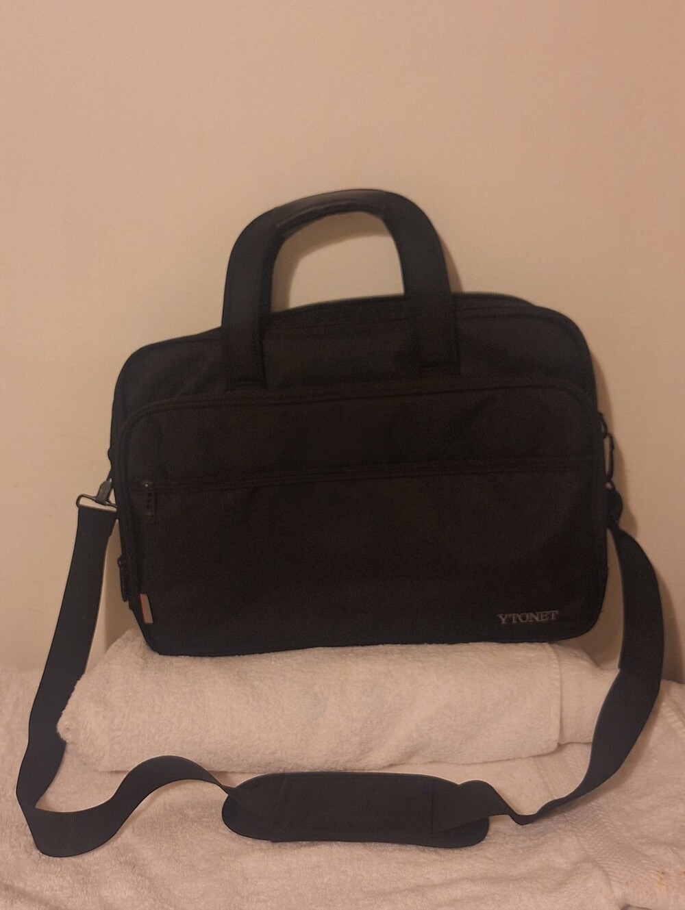 YTONET Black Men's Laptop Briefcase with Shoulder Strap
